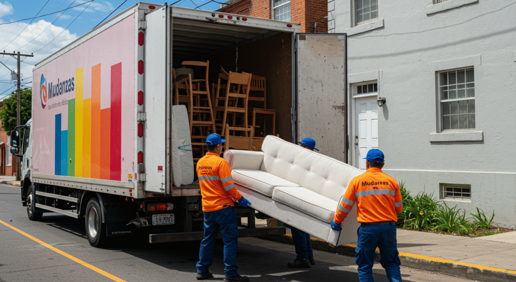 3 ayudantes realizando una mudanza residencial en Texcoco